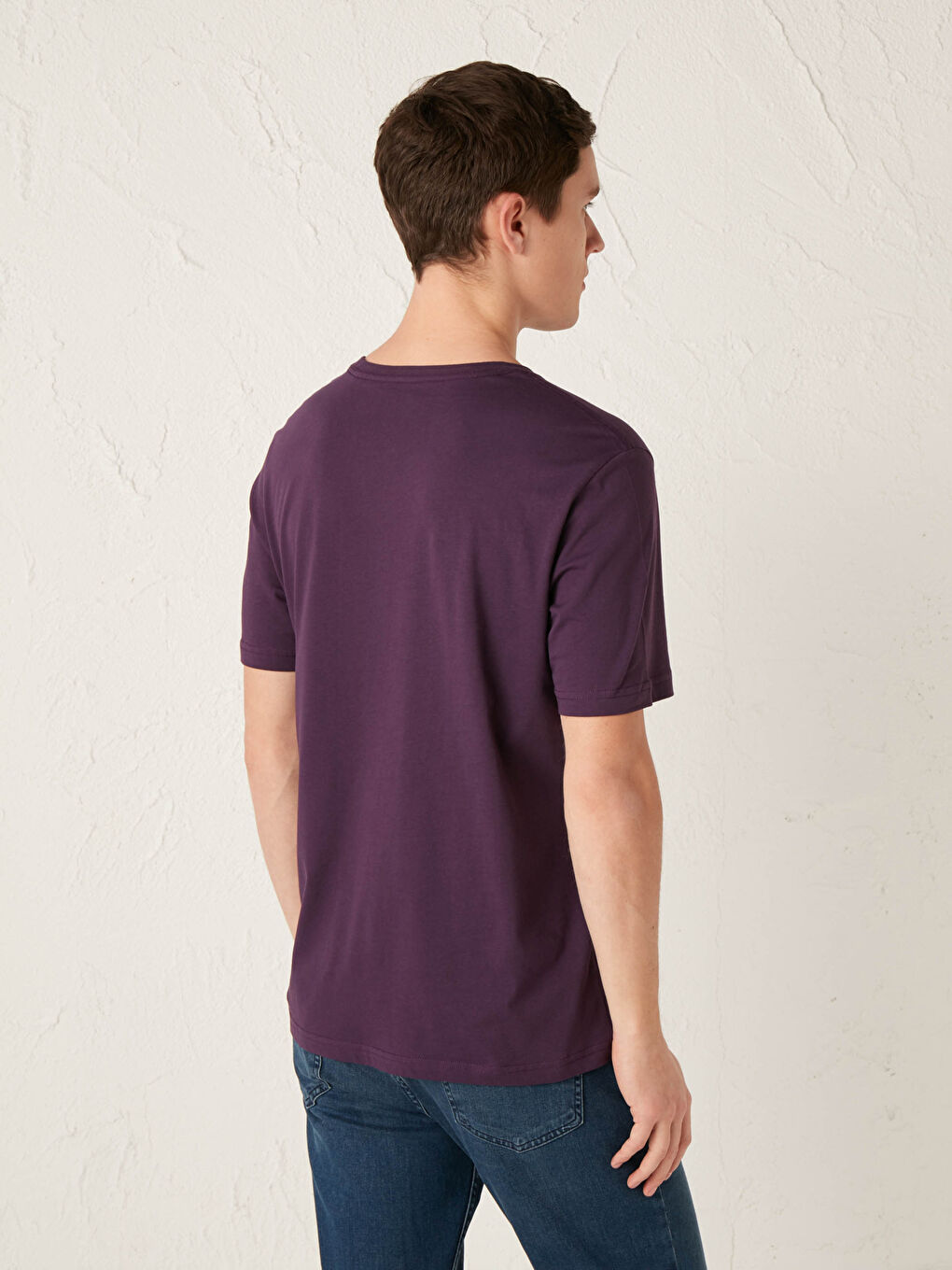Crew Neck Basic Short Sleeve Cotton Men's T-Shirt-3