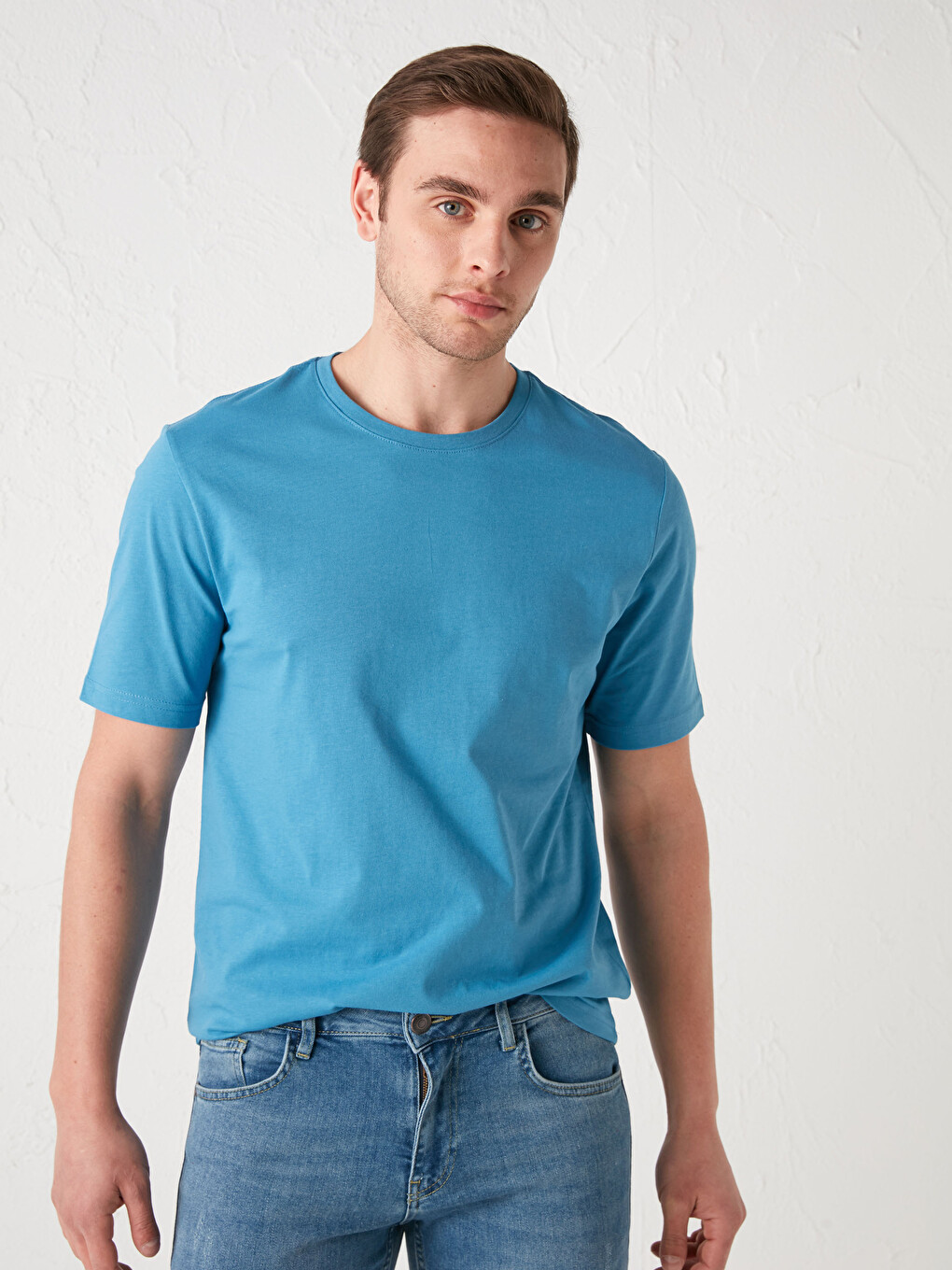 Tricou Basic Cu Guler Rotund Și Mânecă Scurtă Din Bumbac Pentru Bărbați