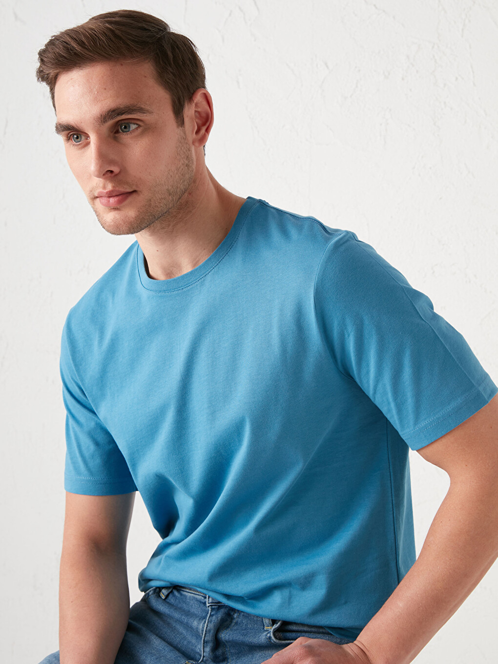 Tricou Basic Cu Guler Rotund Și Mânecă Scurtă Din Bumbac Pentru Bărbați-1