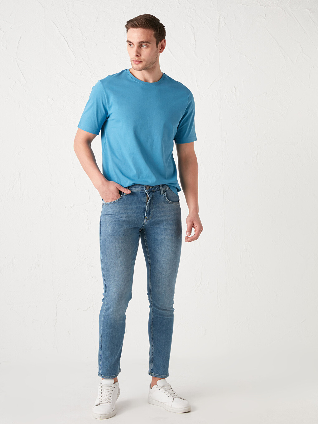 Tricou Basic Cu Guler Rotund Și Mânecă Scurtă Din Bumbac Pentru Bărbați-3
