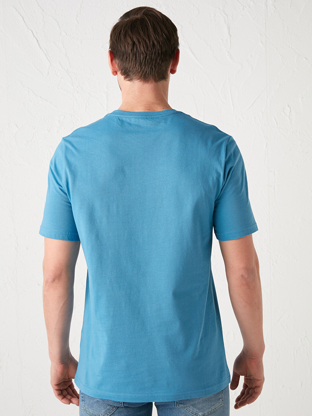 Tricou Basic Cu Guler Rotund Și Mânecă Scurtă Din Bumbac Pentru Bărbați-4