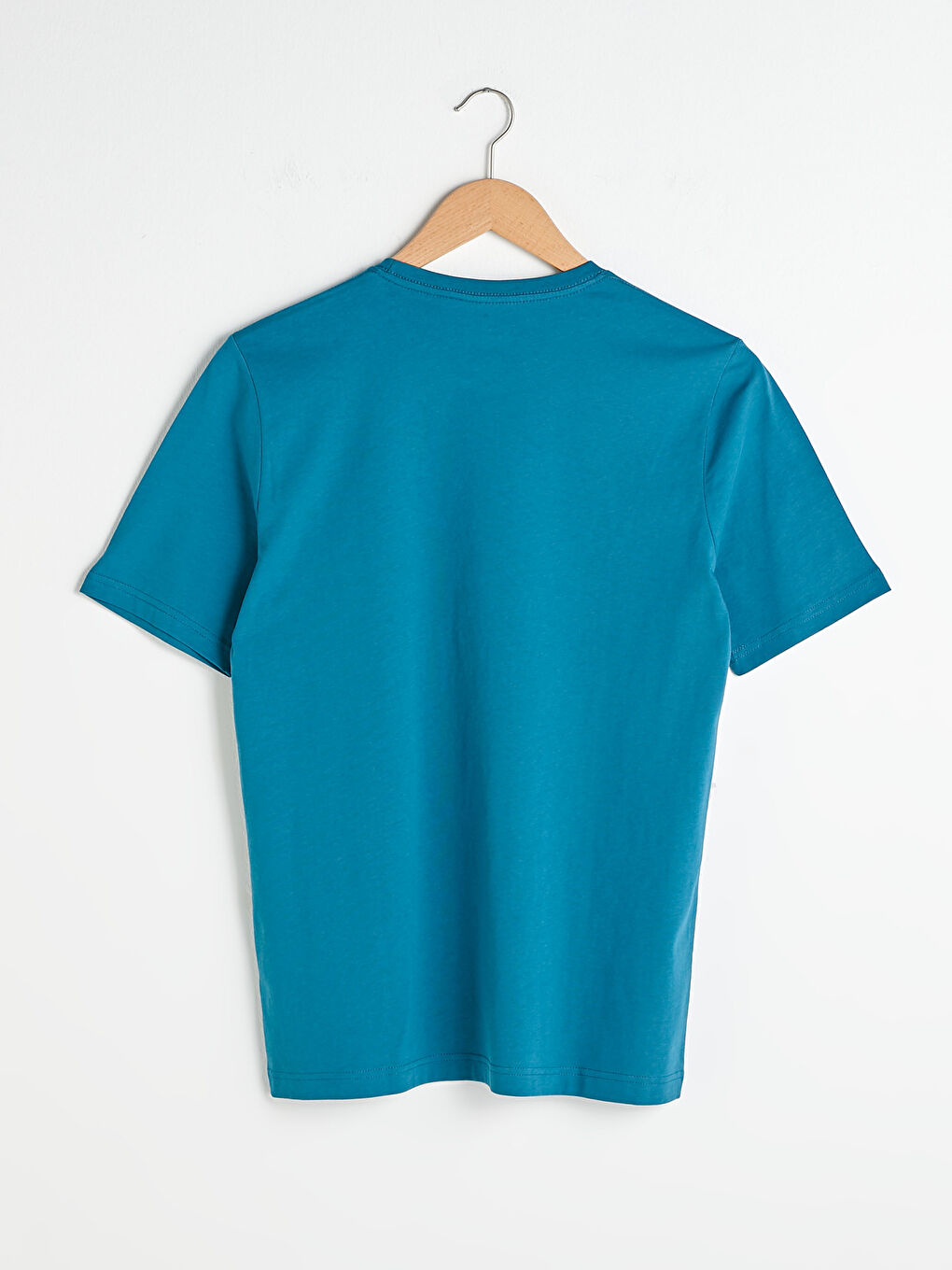 Petrol Bisiklet Yaka Basic Kısa Kollu Pamuklu Erkek Tişört-6