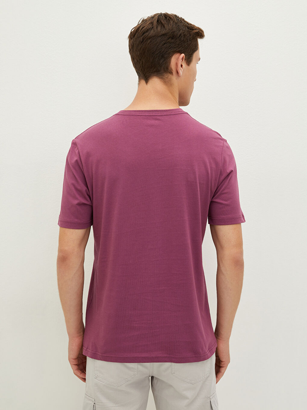 Mürdüm Bisiklet Yaka Basic Kısa Kollu Pamuklu Erkek Tişört-5