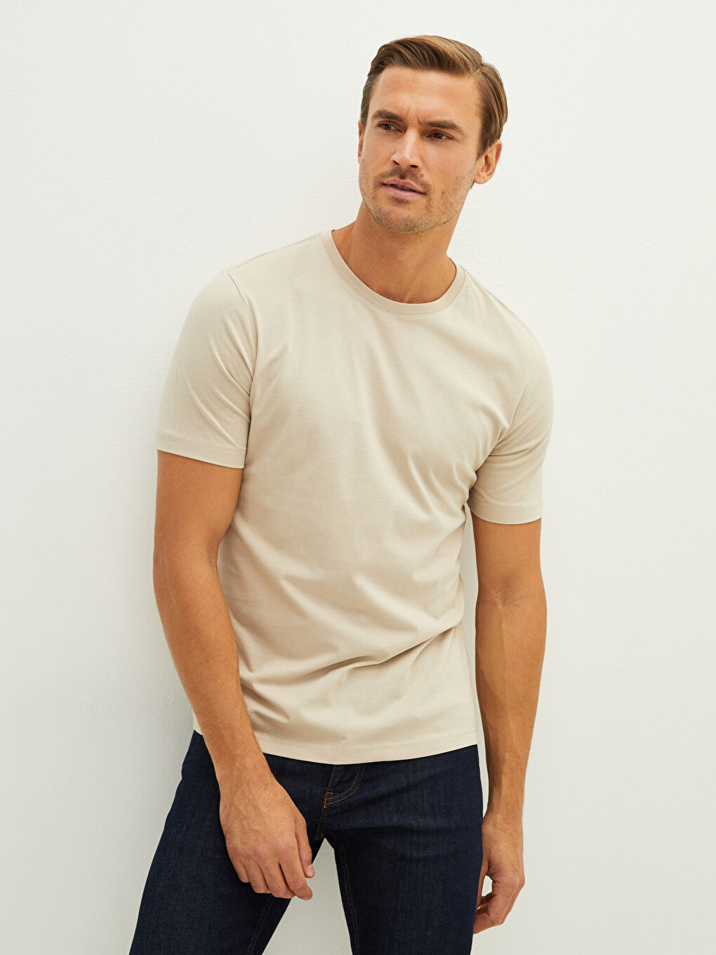 Crew Neck Basic Short Sleeve Cotton Men's T-Shirt
