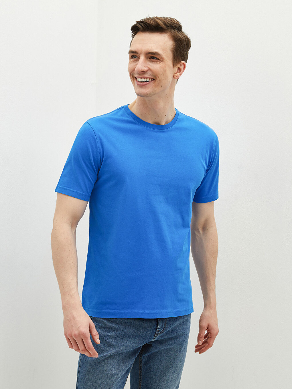 Mavi Bisiklet Yaka Basic Kısa Kollu Pamuklu Erkek Tişört-1