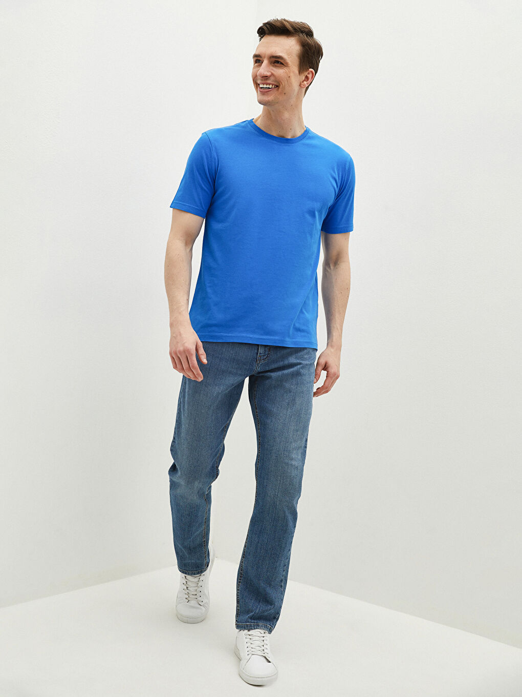 Mavi Bisiklet Yaka Basic Kısa Kollu Pamuklu Erkek Tişört-2