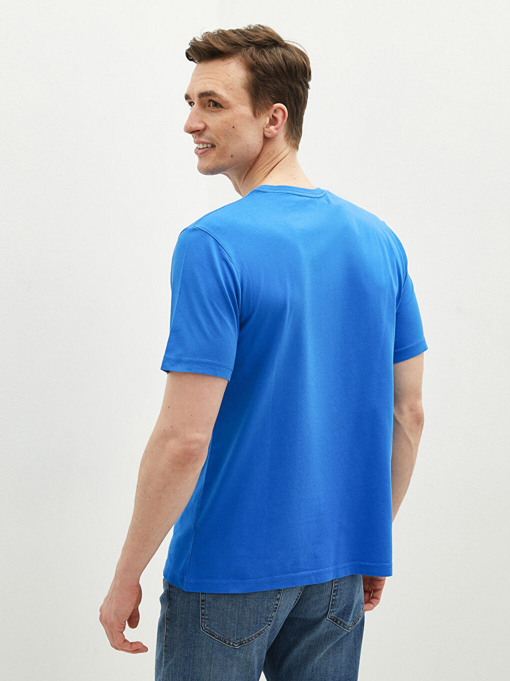 Mavi Bisiklet Yaka Basic Kısa Kollu Pamuklu Erkek Tişört-3