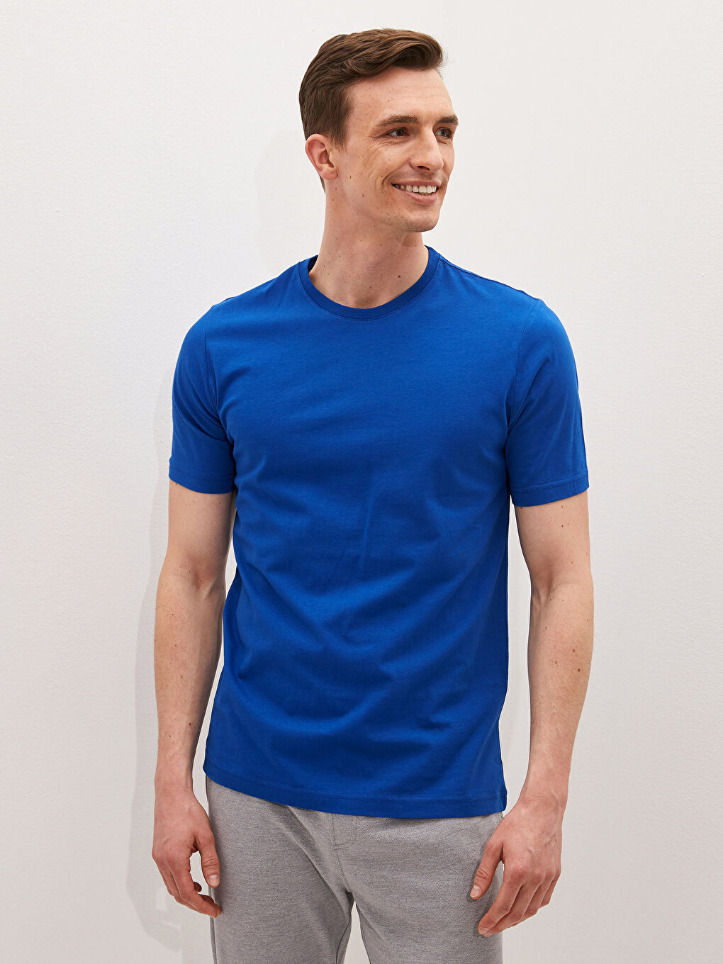 Mavi Bisiklet Yaka Basic Kısa Kollu Pamuklu Erkek Tişört-1