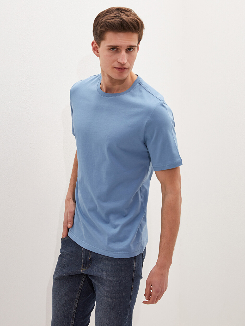 Crew Neck Basic Short Sleeve Cotton Men's T-shirt