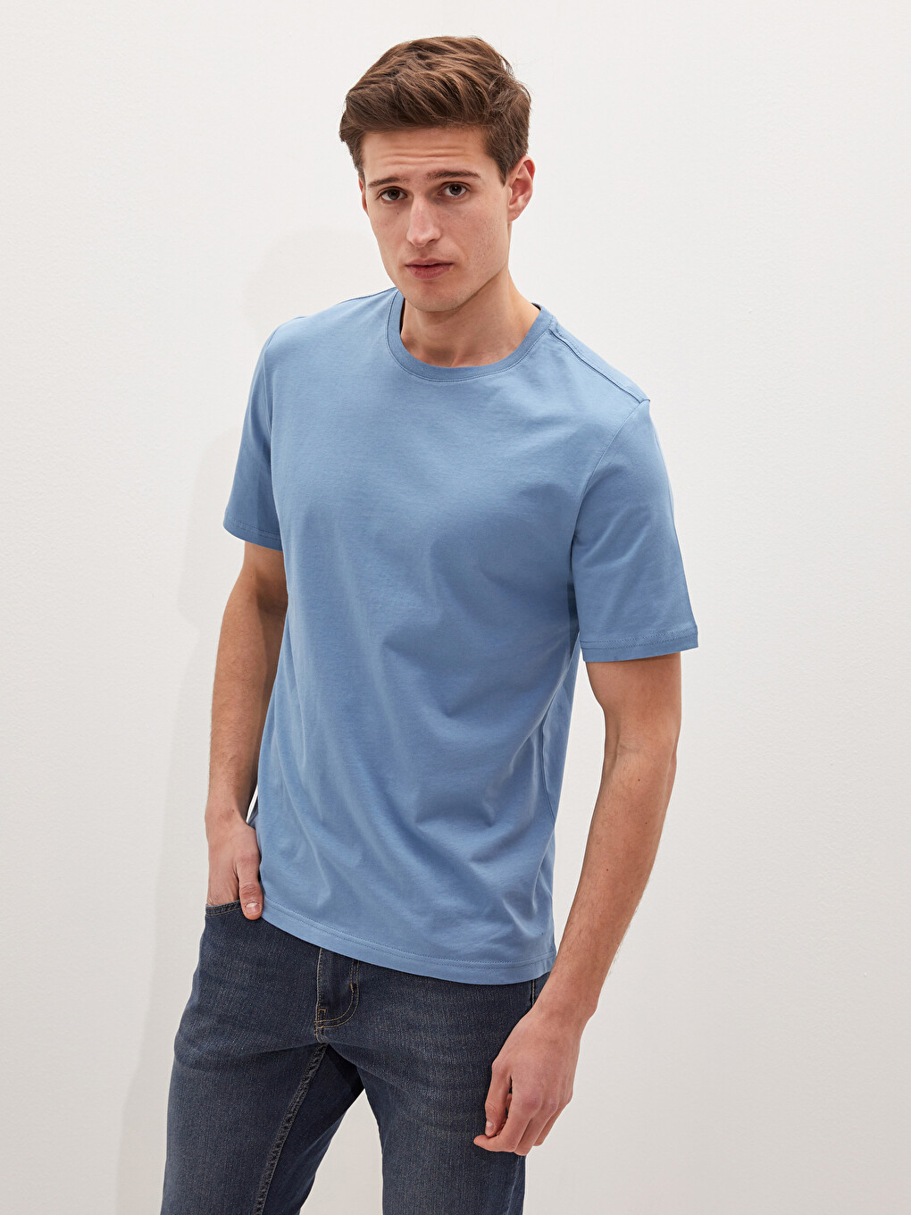 Crew Neck Basic Short Sleeve Cotton Men's T-shirt-1