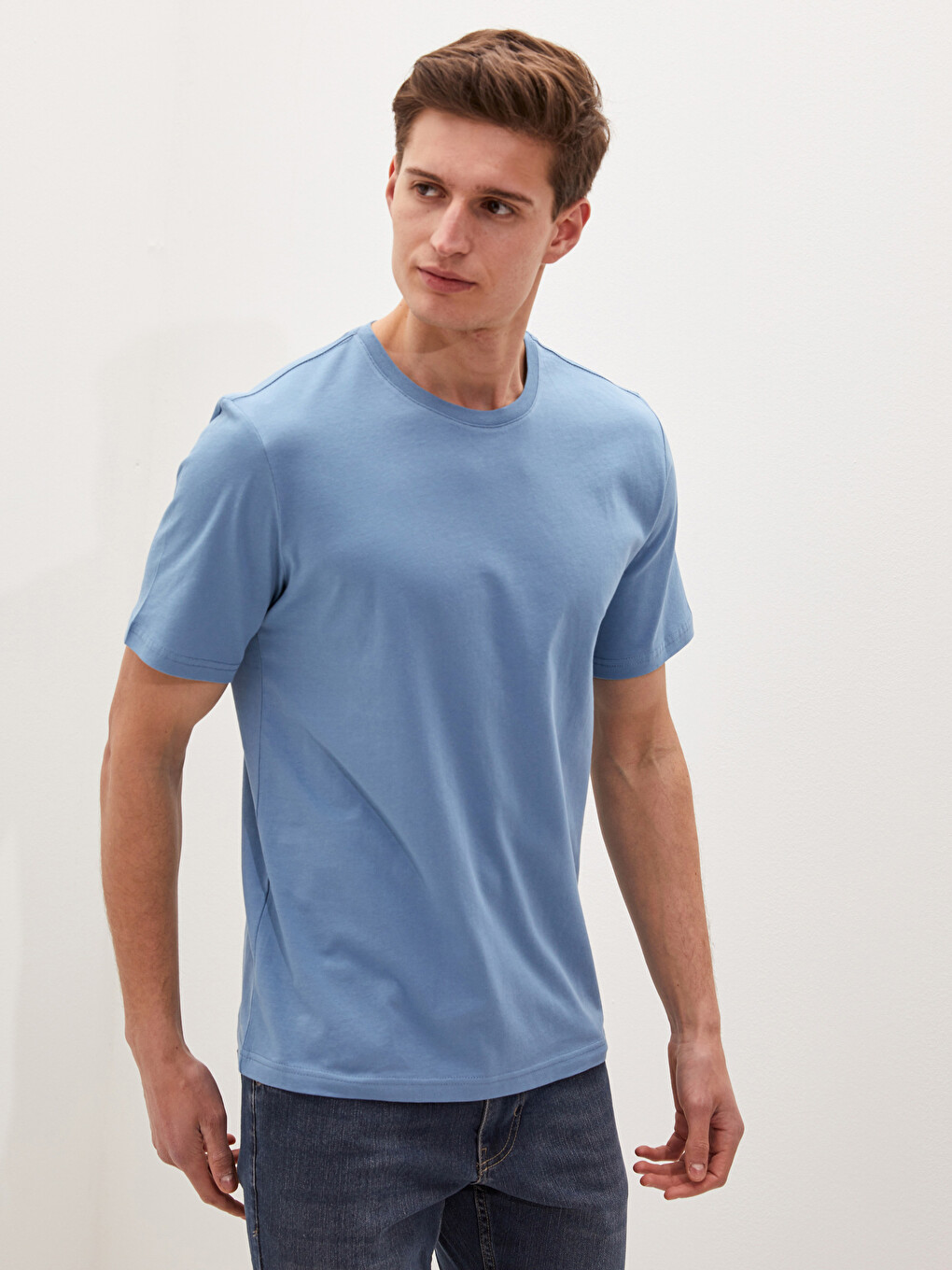 Crew Neck Basic Short Sleeve Cotton Men's T-shirt-2