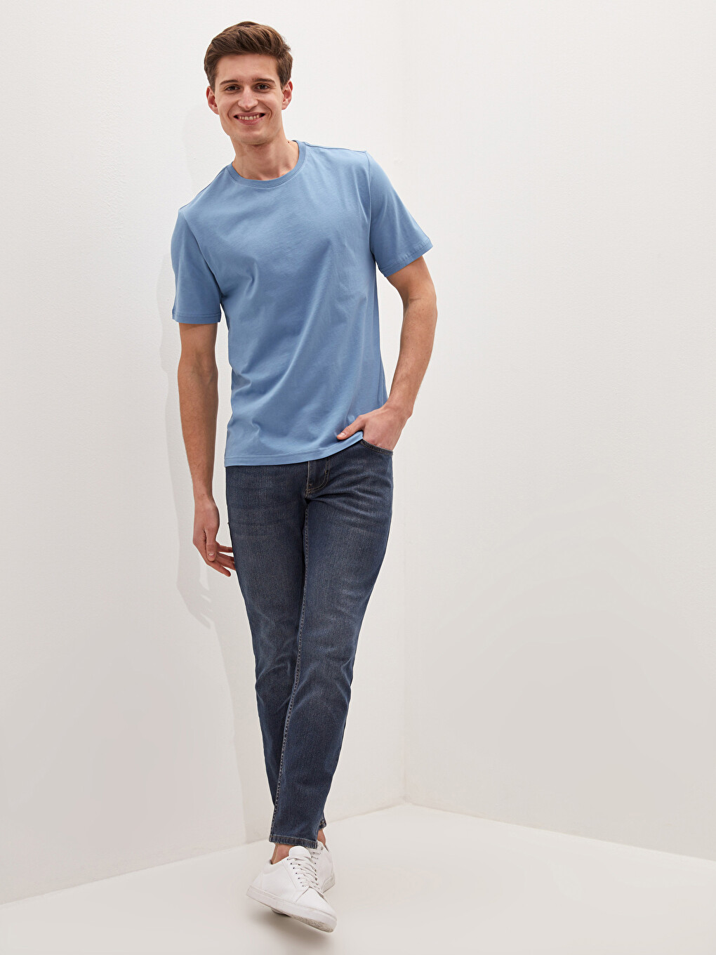 Crew Neck Basic Short Sleeve Cotton Men's T-shirt-3