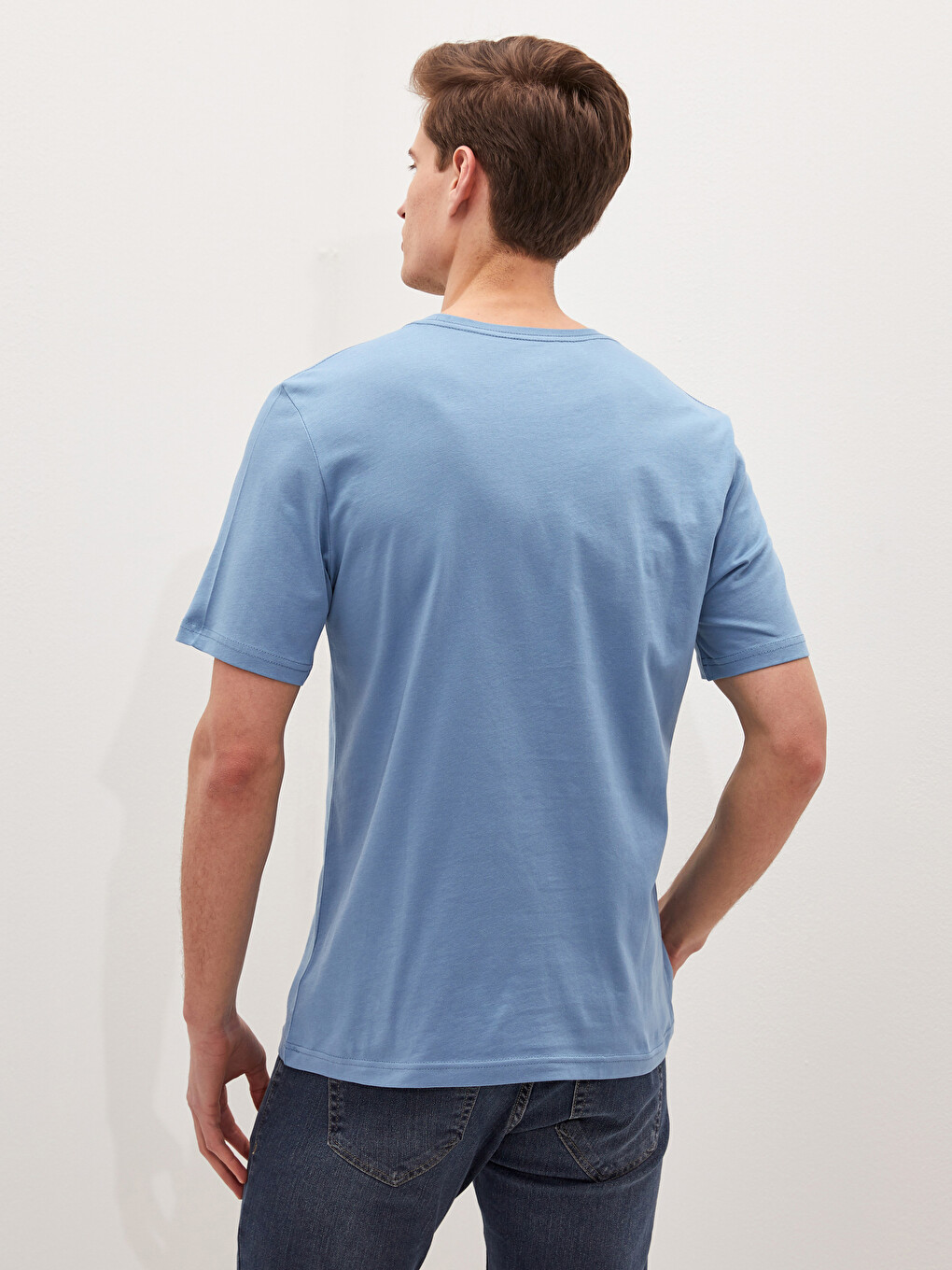Crew Neck Basic Short Sleeve Cotton Men's T-shirt-4