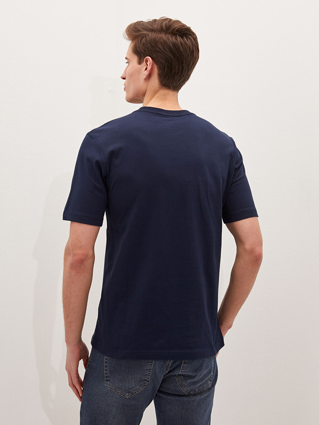 T-shirt Basique à Manches Courtes en Coton pour Hommes Col Rond-3