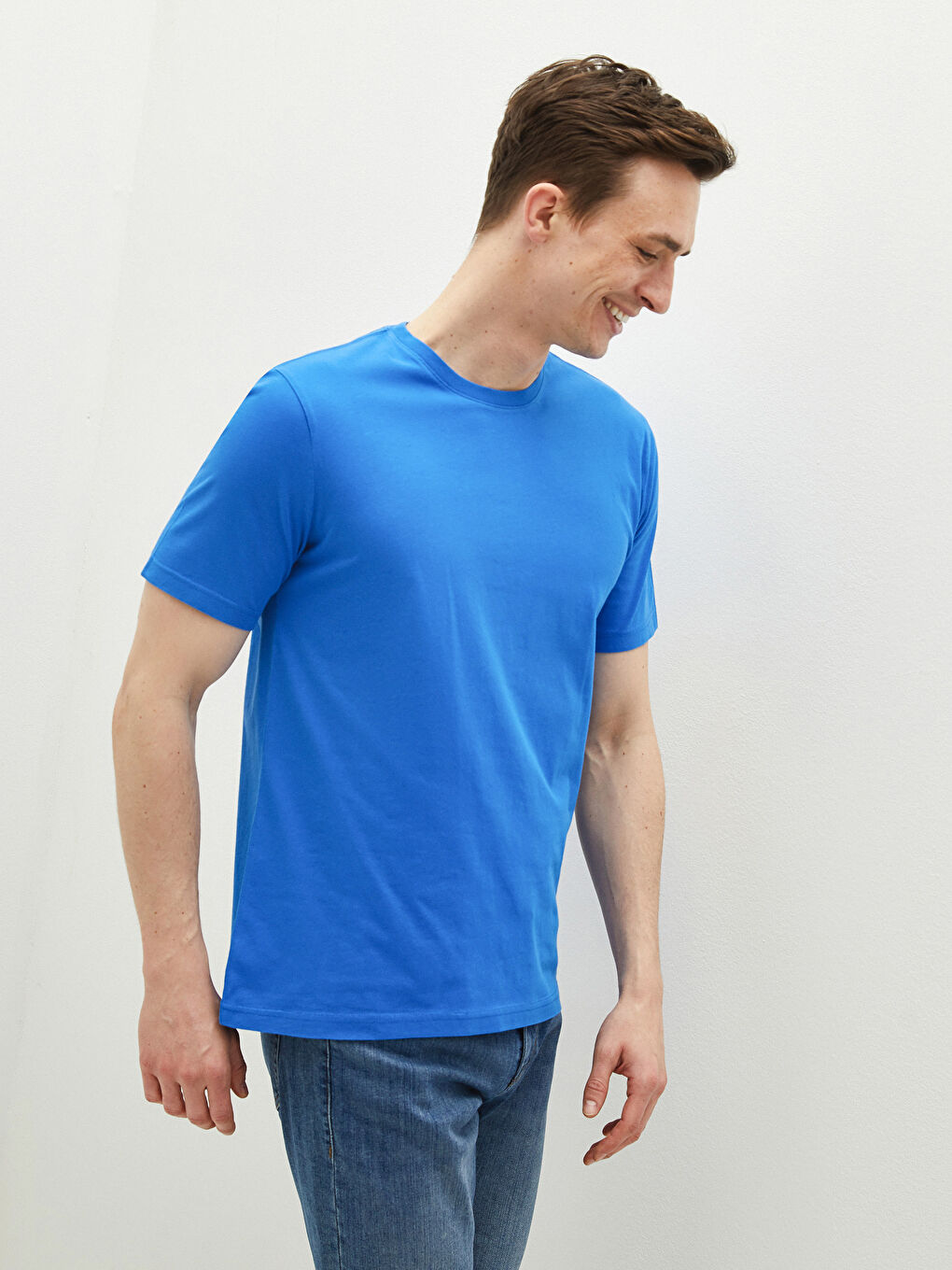 Mavi Bisiklet Yaka Basic Kısa Kollu Pamuklu Erkek Tişört-4