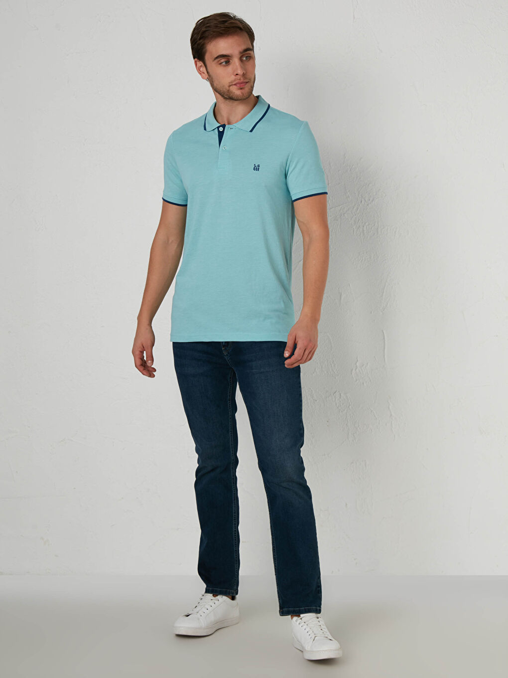 Yeşil Polo Yaka Kısa Kollu Pike Tişört-2