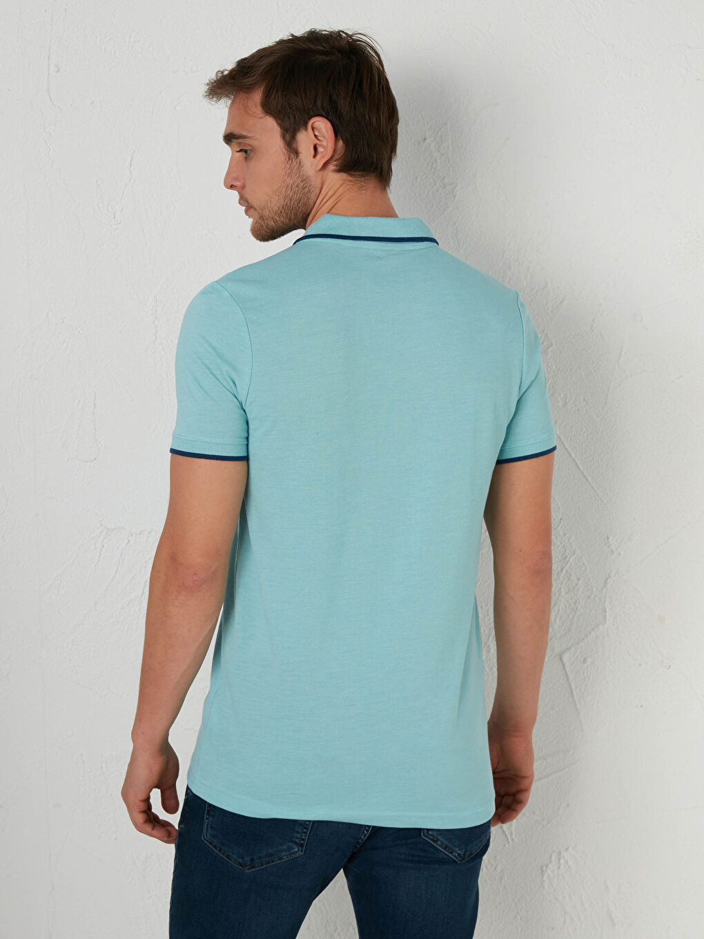 Yeşil Polo Yaka Kısa Kollu Pike Tişört-3