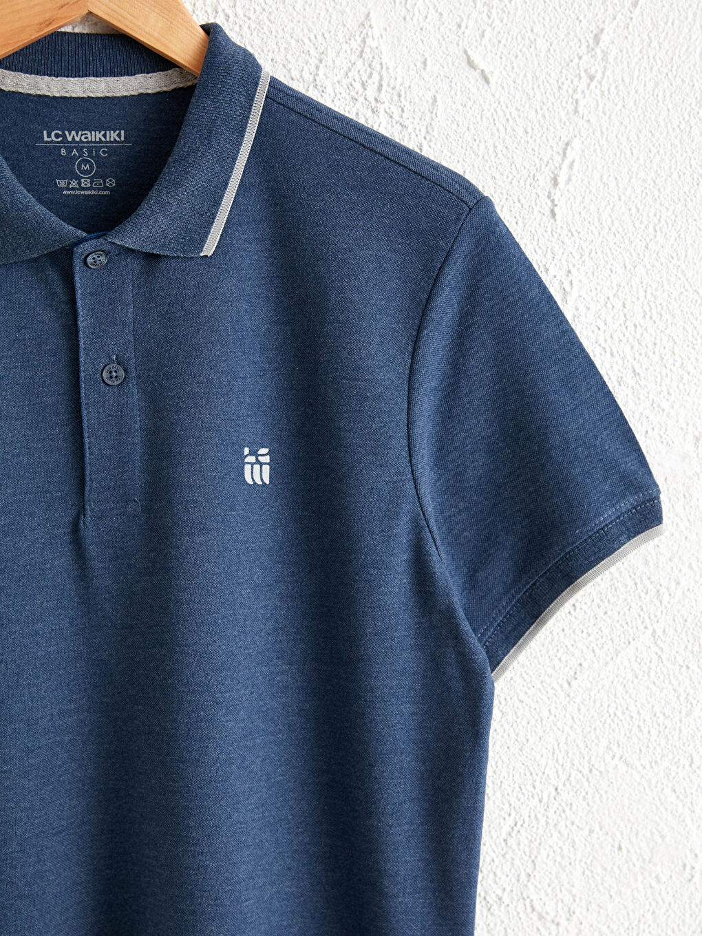 Lacivert Polo Yaka Kısa Kollu Pike Tişört-1
