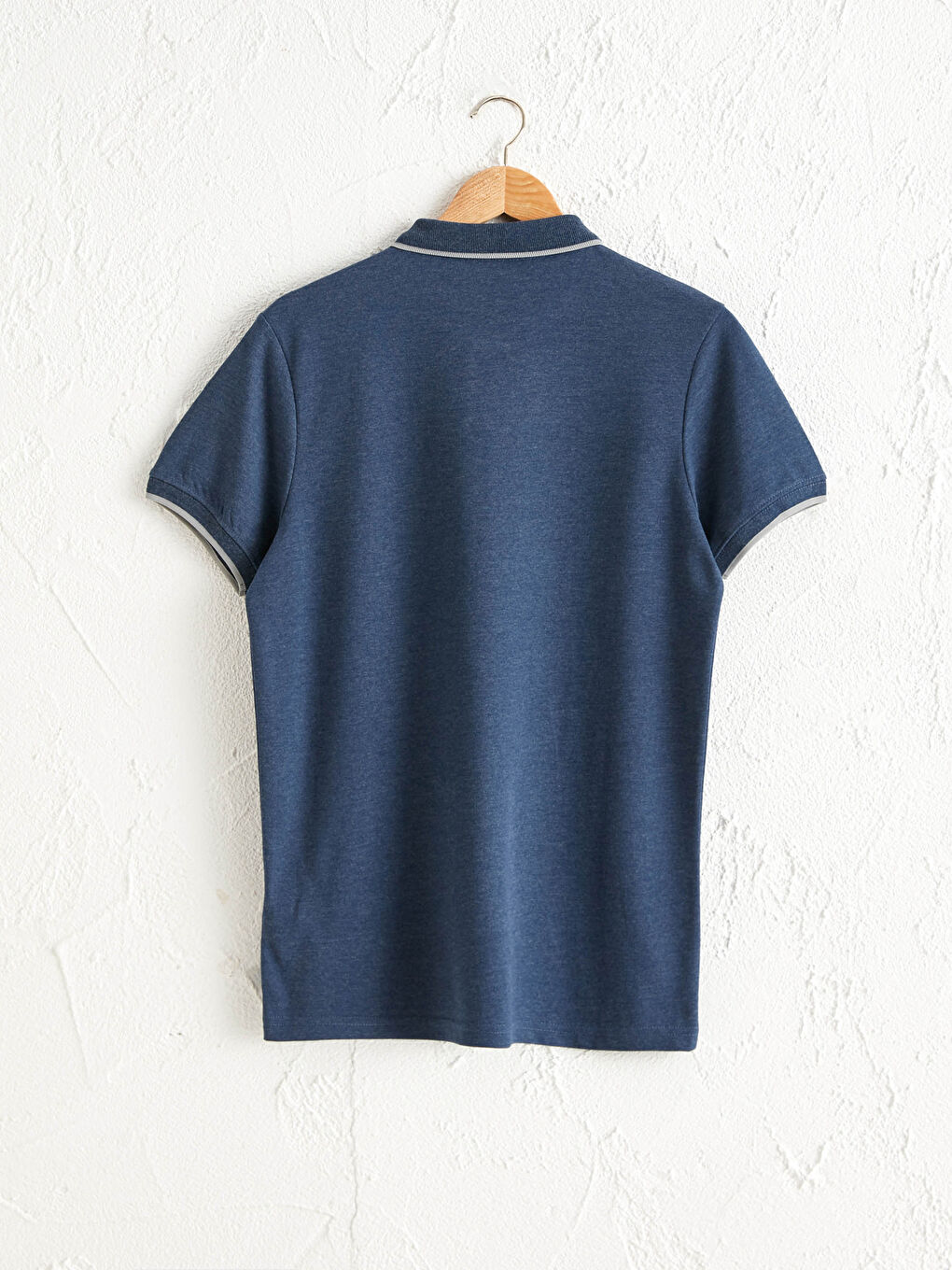 Lacivert Polo Yaka Kısa Kollu Pike Tişört-2