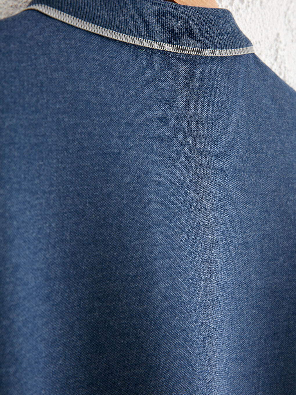 Lacivert Polo Yaka Kısa Kollu Pike Tişört-3