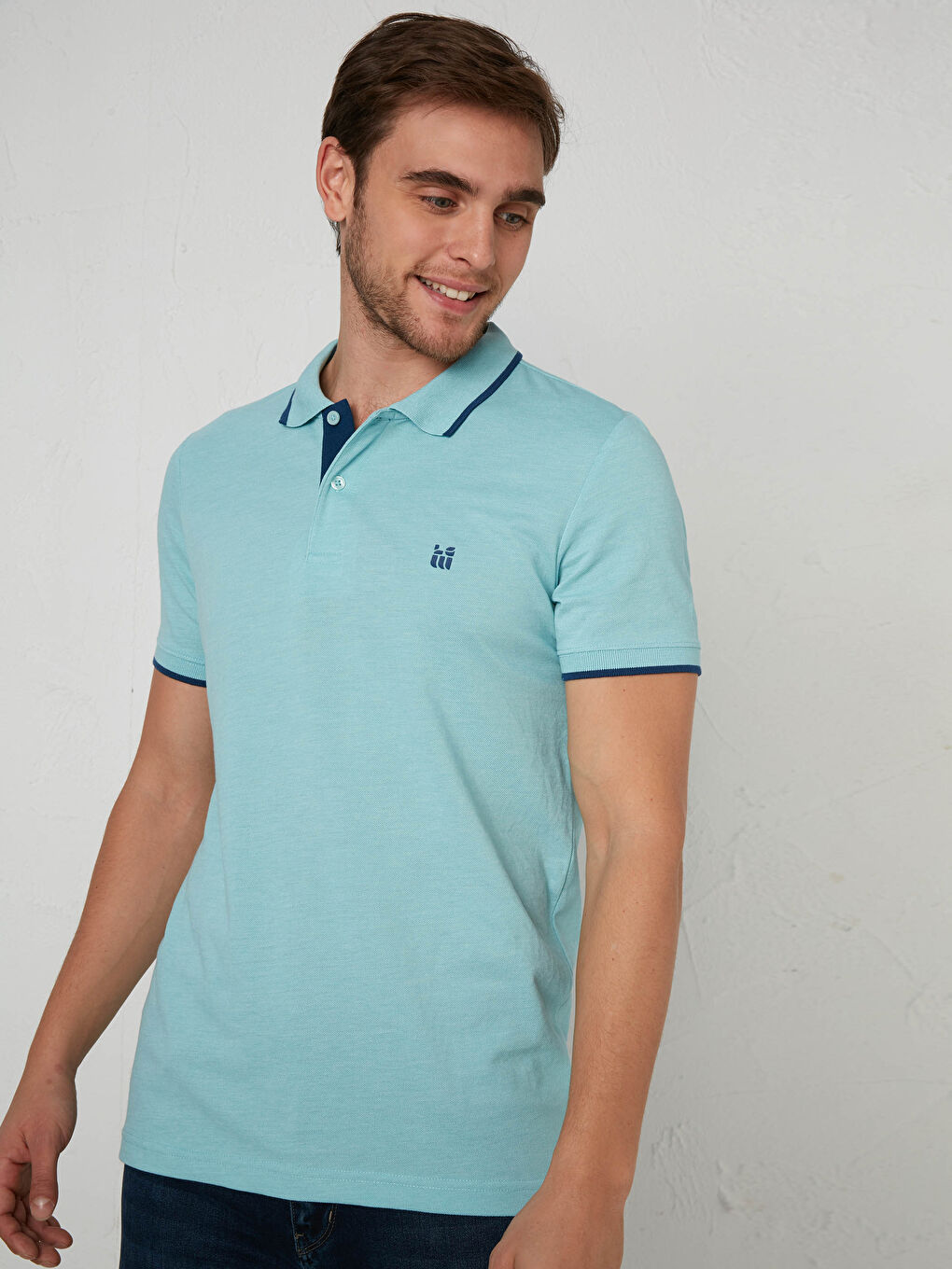 Yeşil Polo Yaka Kısa Kollu Pike Tişört-1