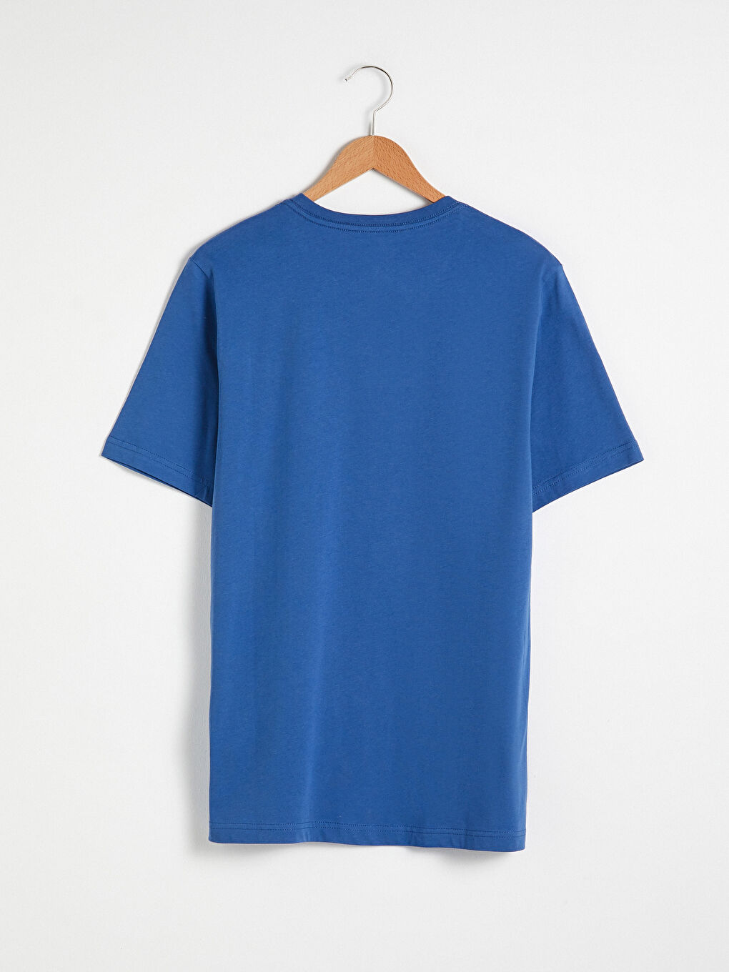 İndigo V Yaka Kısa Kollu Basic Erkek Tişört-6