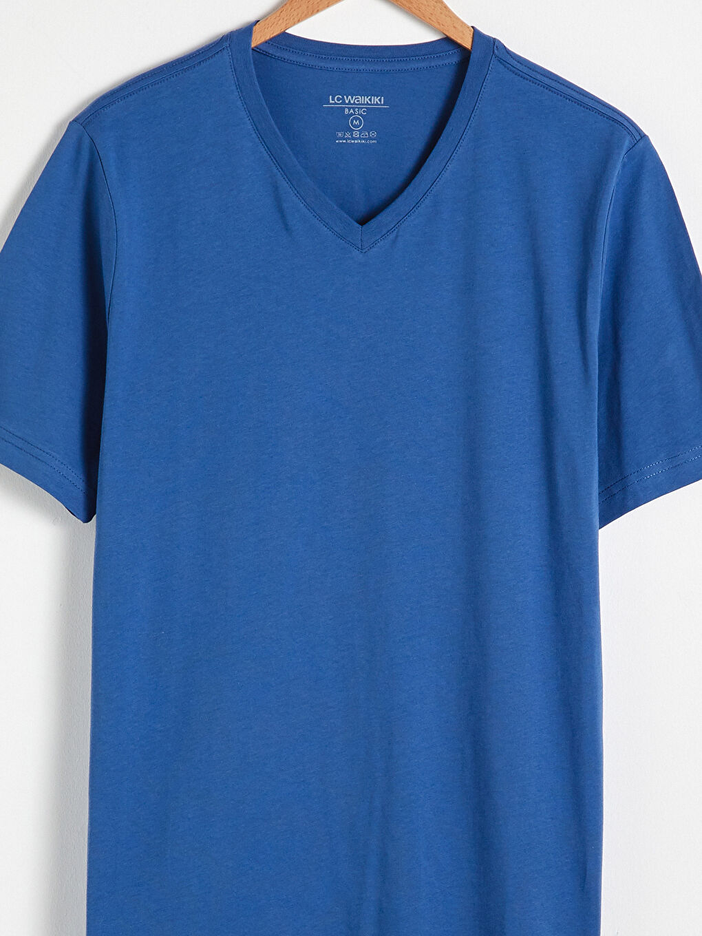 İndigo V Yaka Kısa Kollu Basic Erkek Tişört-7