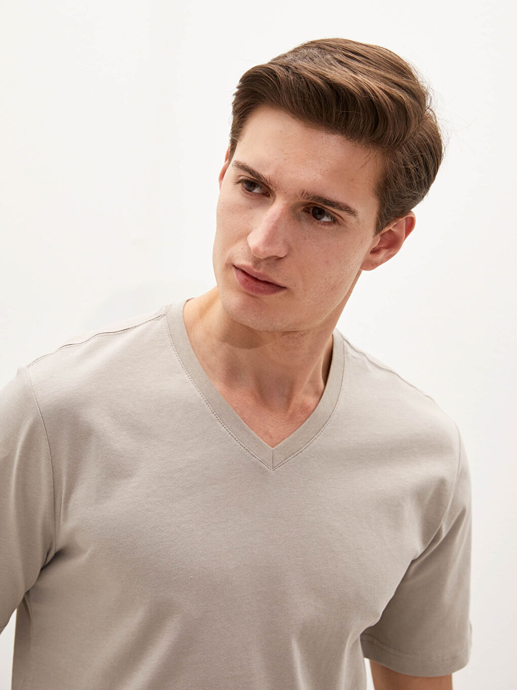 T-Shirt Basique Pour Hommes À Manches Courtes Et Col En V-2