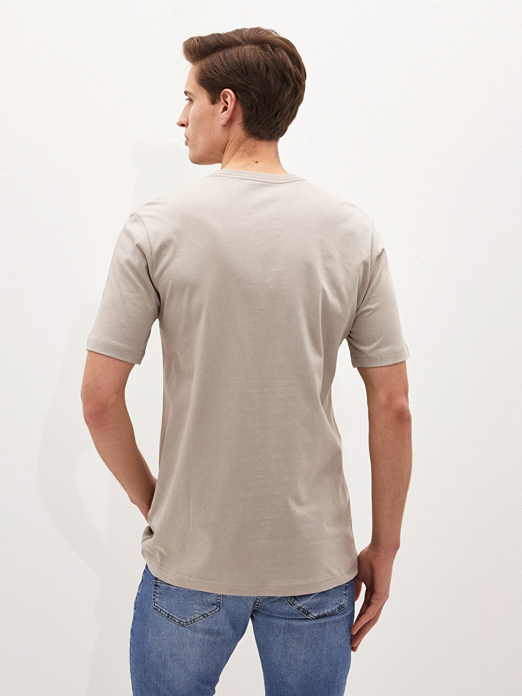 T-Shirt Basique Pour Hommes À Manches Courtes Et Col En V-4