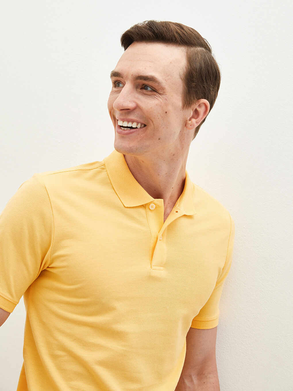 Turuncu Polo Yaka Kısa Kollu Pamuklu Erkek Tişört-2