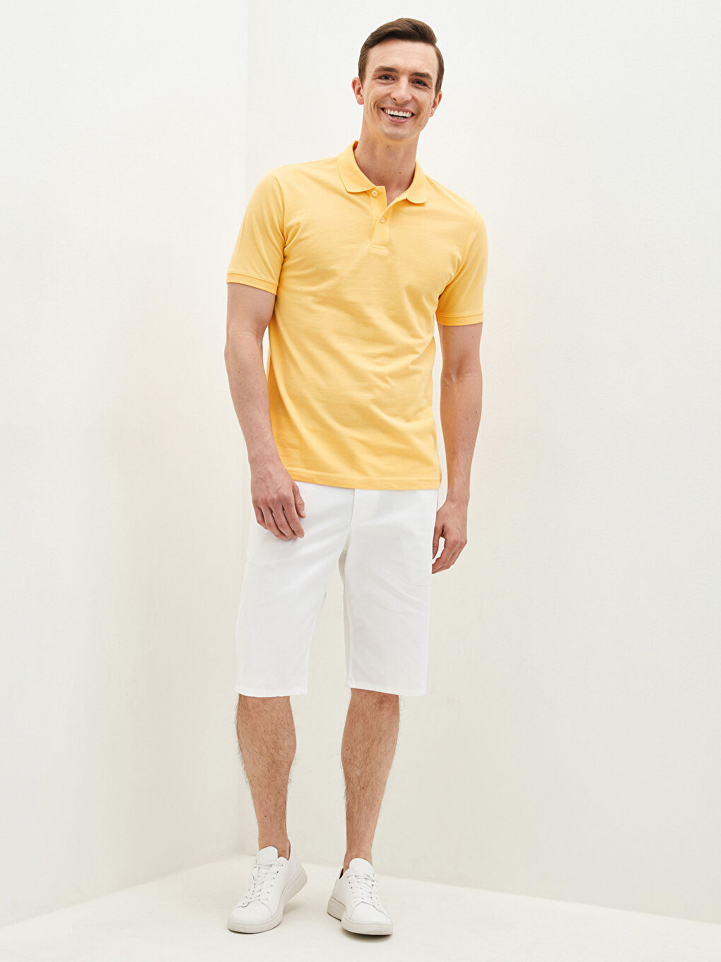 Turuncu Polo Yaka Kısa Kollu Pamuklu Erkek Tişört-3