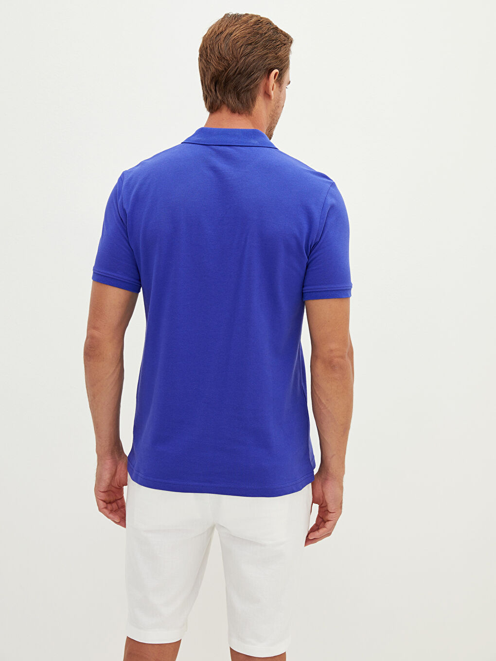 Mor Polo Yaka Kısa Kollu Pamuklu Erkek Tişört-4