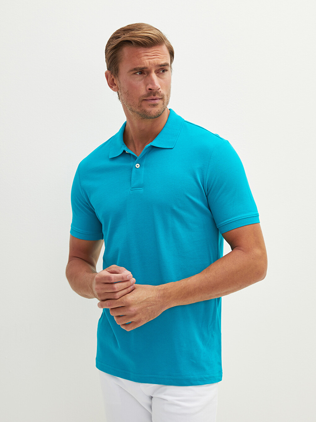 T-shirt Pambuku Me Jakë Polo, Me Mëngë Të Shkurtra Për Burra-2