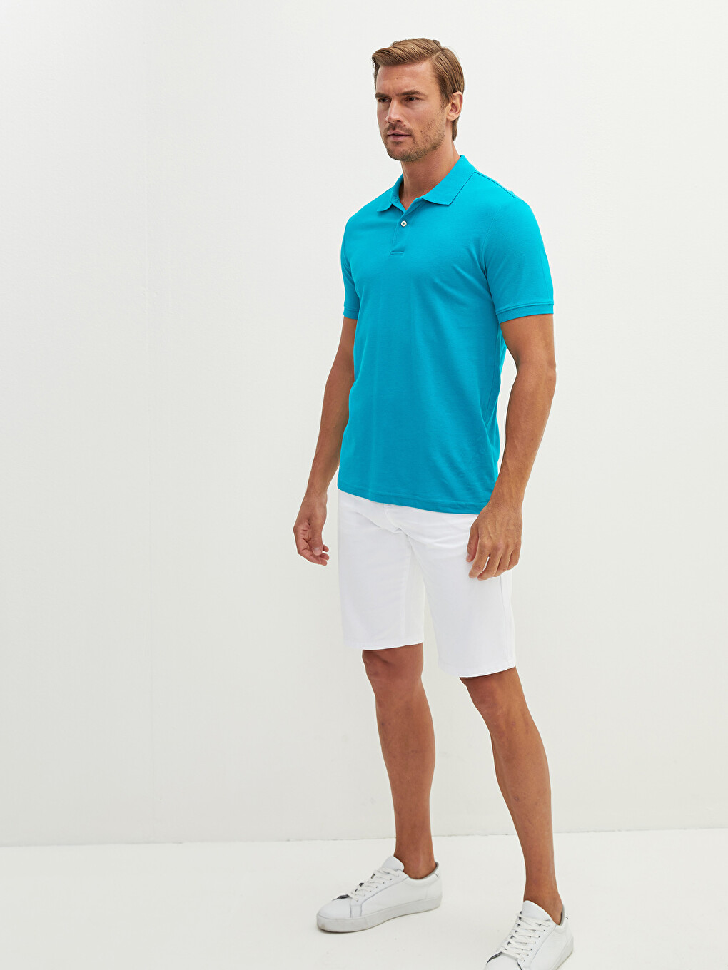 T-shirt Pambuku Me Jakë Polo, Me Mëngë Të Shkurtra Për Burra-3