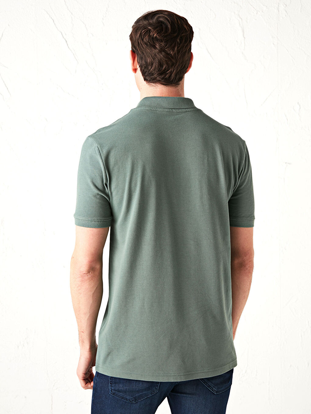 Yeşil Polo Yaka Kısa Kollu Pamuklu Erkek Tişört-4