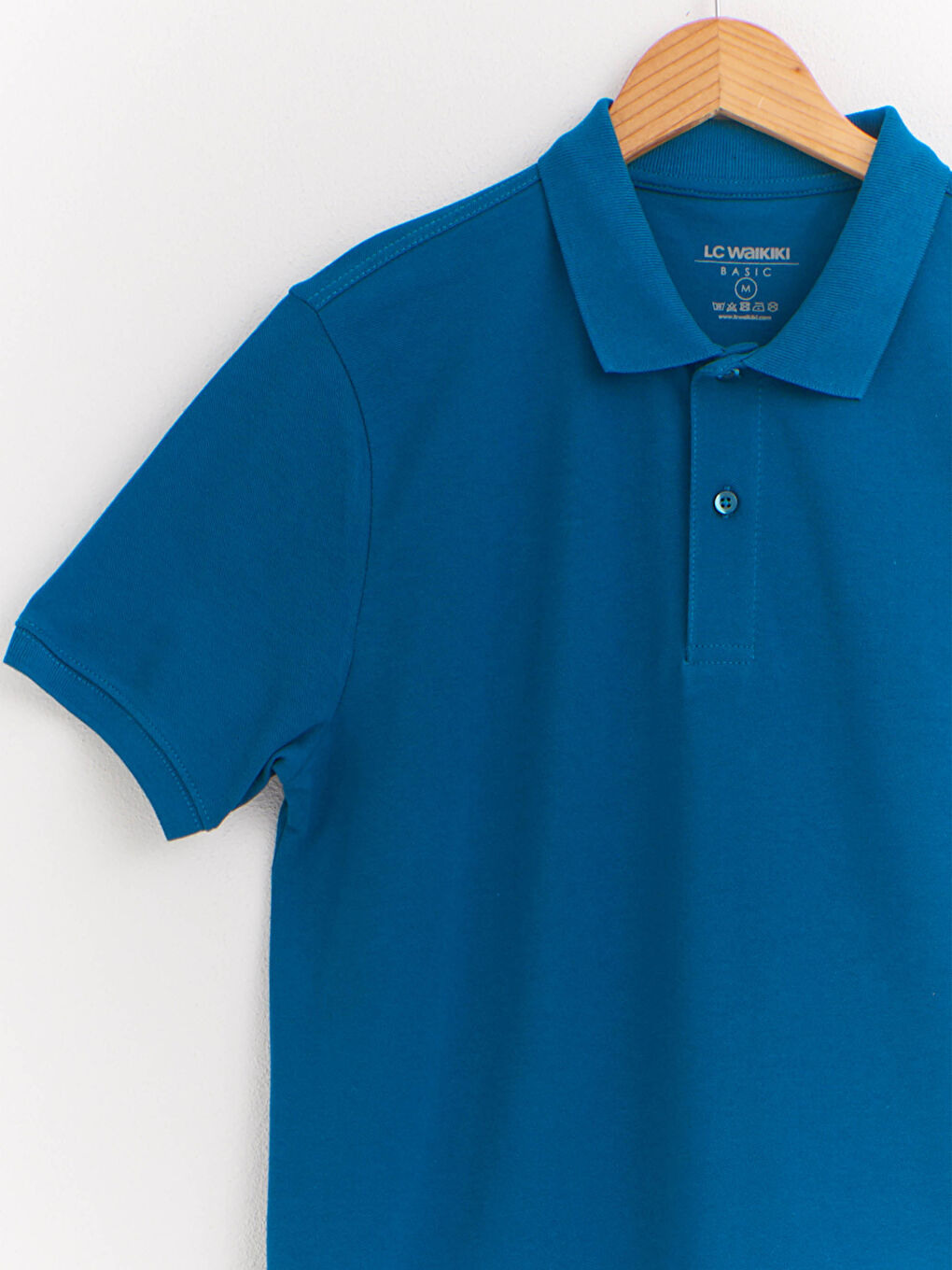 Petrol Polo Yaka Pamuklu Tişört-2