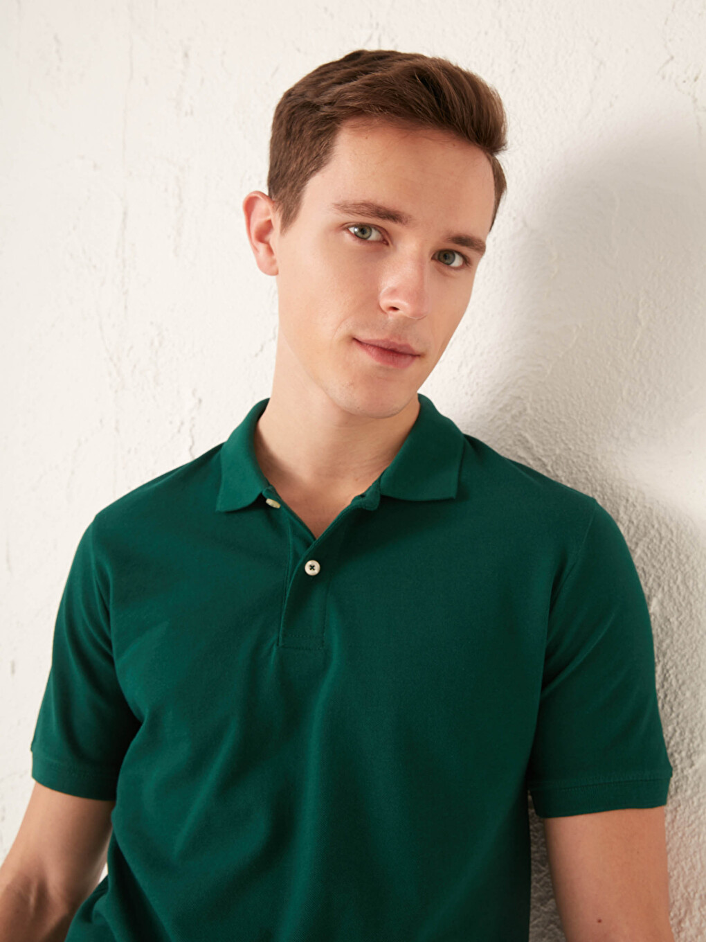 T-shirt Pambuku Bazë Me Mëngë Të Shkurtra Me Jakë Polo Për Burra-1