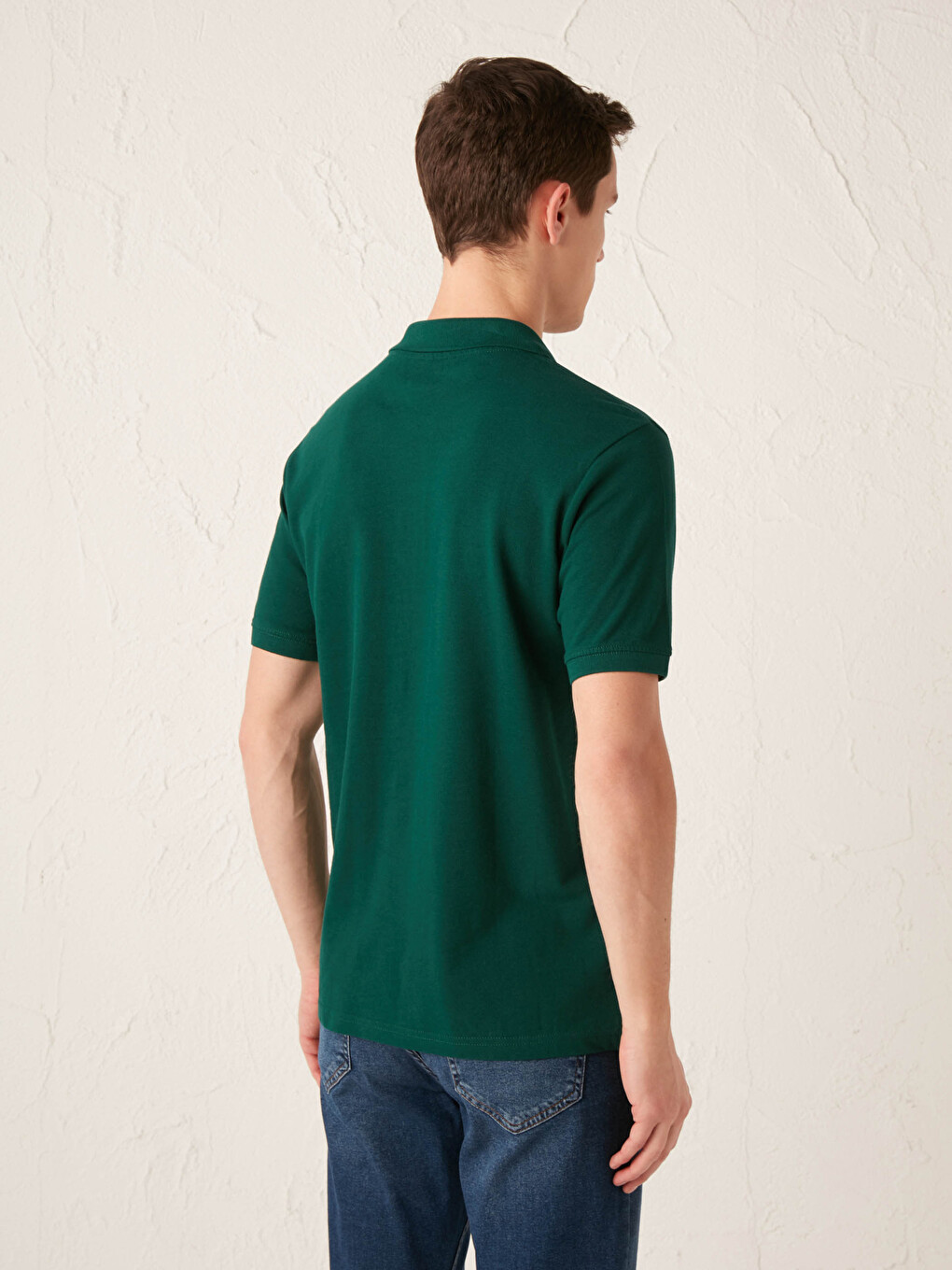 T-shirt Pambuku Bazë Me Mëngë Të Shkurtra Me Jakë Polo Për Burra-3