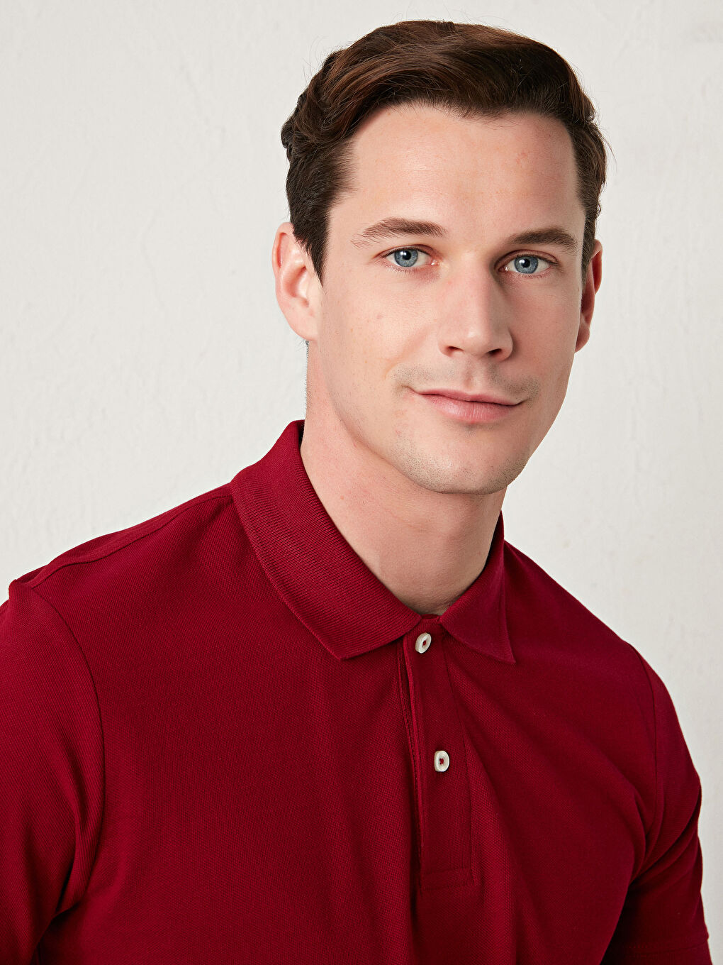 Bordo Polo Yaka Kısa Kollu Pamuklu Erkek Tişört-3