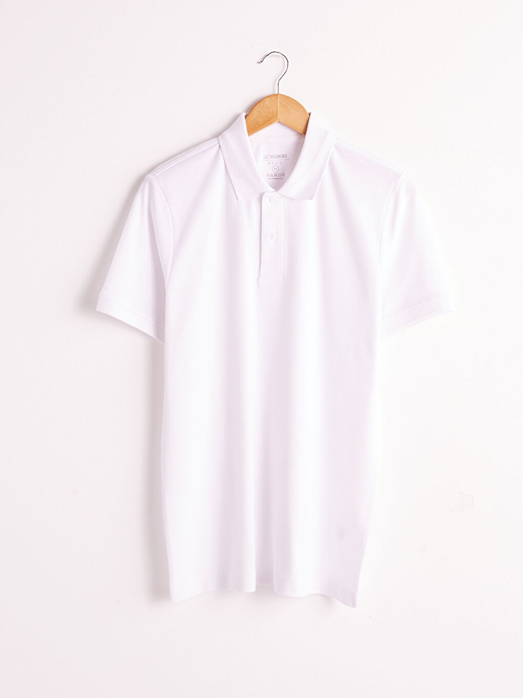 Beyaz Polo Yaka Pamuklu Tişört-4