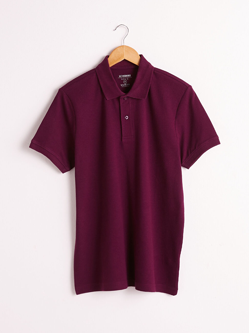 Mürdüm Polo Yaka Pamuklu Tişört-4