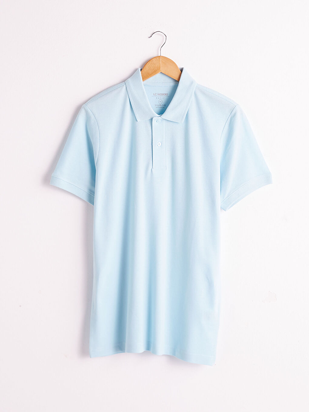 Mavi Polo Yaka Pamuklu Tişört-4