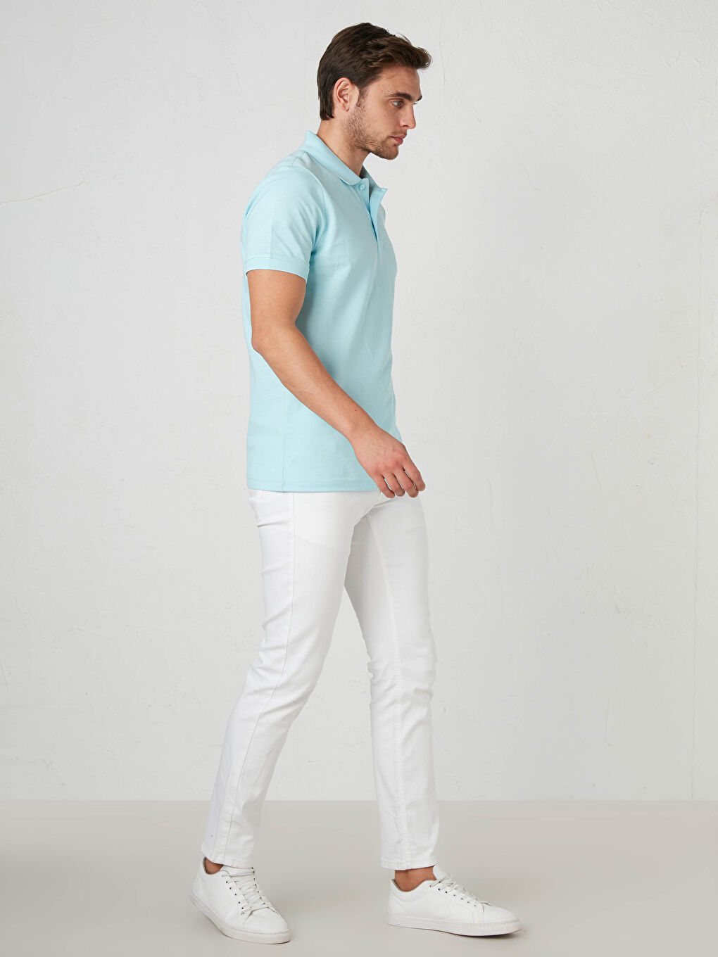 Mavi Polo Yaka Pamuklu Tişört-2