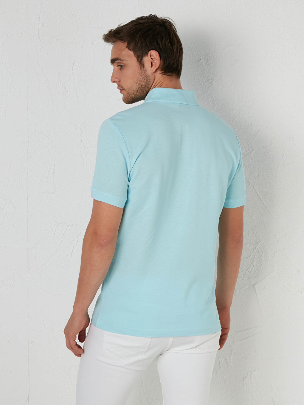 Mavi Polo Yaka Pamuklu Tişört-3