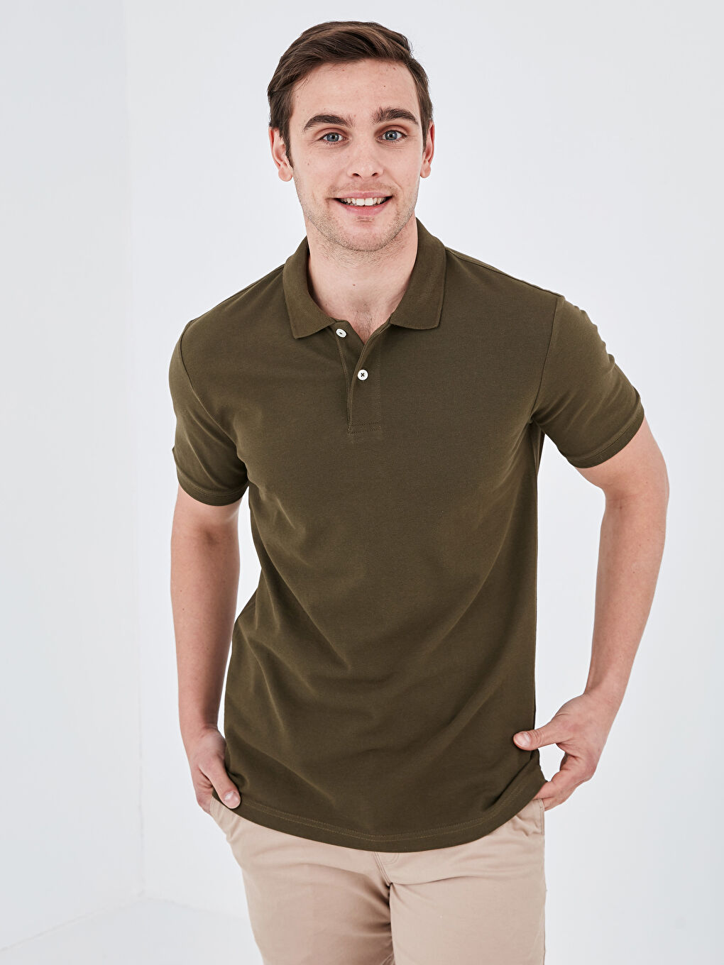 Polo Neck Short Sleeve Cotton Men's T-Shirt