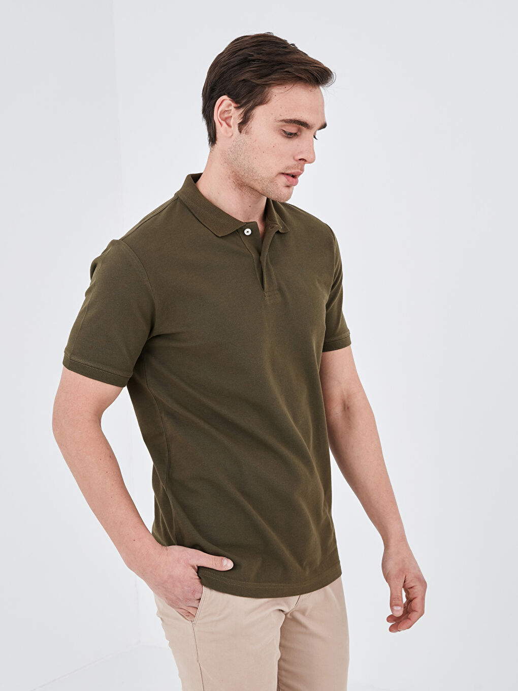 Polo Neck Short Sleeve Cotton Men's T-Shirt-1
