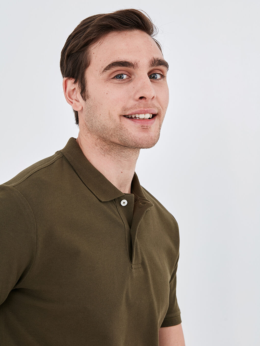 Polo Neck Short Sleeve Cotton Men's T-Shirt-2