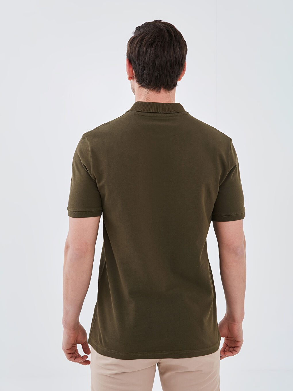 Polo Neck Short Sleeve Cotton Men's T-Shirt-4