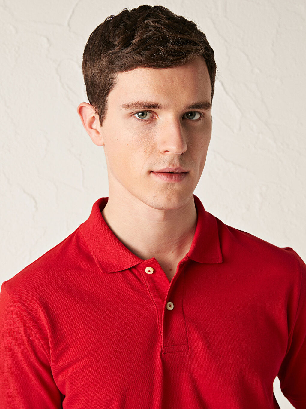 Kırmızı Polo Yaka Kısa Kollu Pamuklu Erkek Tişört-3