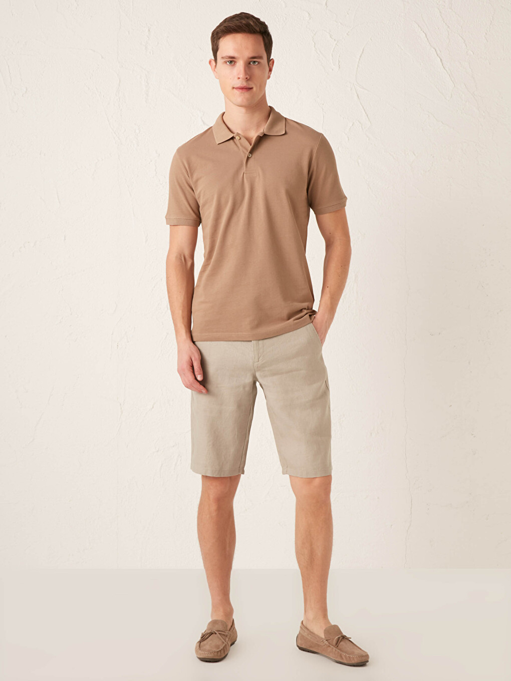 T-shirt Pambuku Bazë Me Mëngë Të Shkurtra Me Jakë Polo Për Burra-2